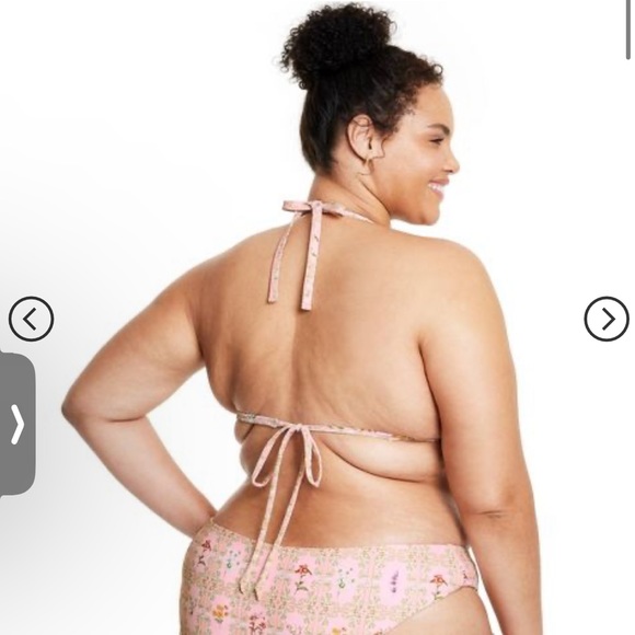 Target x Agua Bendita plus size triangle pink floral striped bikini set - Picture 6 of 16